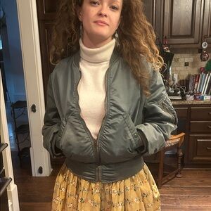 Vintage Sz S DOD Green Zip Front Bomber Flight Jacket GVC